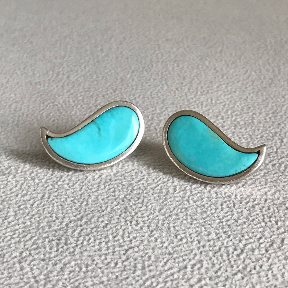 Sterling Silver Turquoise Tear Earrings